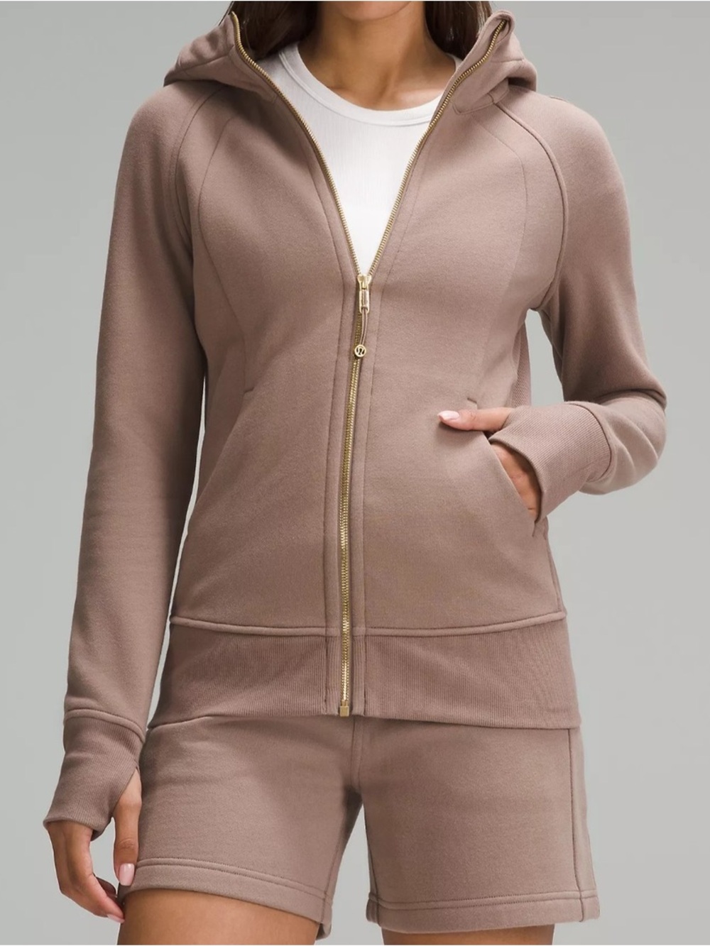 Lululemon Taupetastic Full Zip Scuba Hoodie